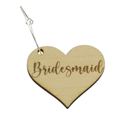 "Bridesmaid" Wood Wine Glass Charms