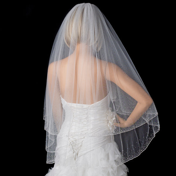 Bridal Wedding Double Layer Fingertip Length Veil  display picture 3