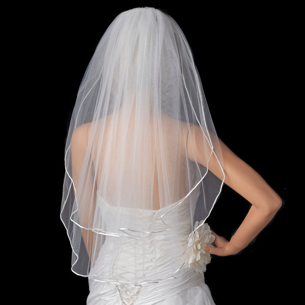 Two Layer Wedding Veils with Rounded Satin Cord Edge - Sandsational Sparkle