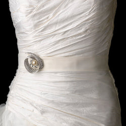Belt with Antique Ivory Pearl & Crystal Brooch
