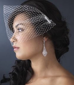 Bridal Fine Single Layer Birdcage Face Veil with Side Comb