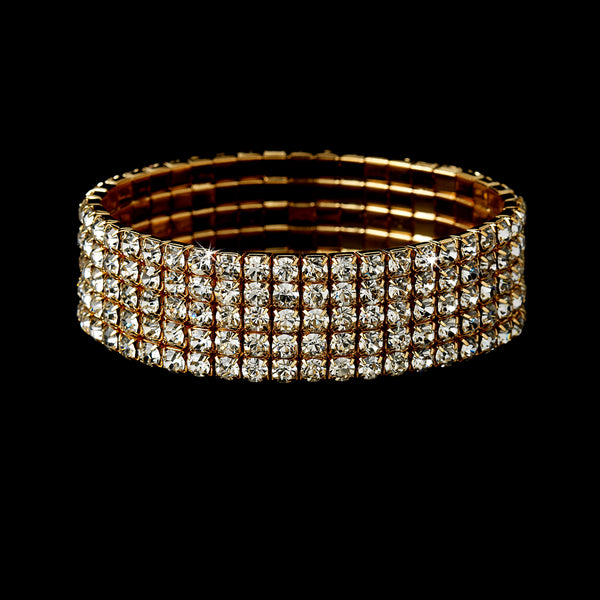 BRACELET ST Stretch 5-Row Brilliant ALL AB IRIDESCENT RHINESTONES