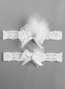 Feather Brooch Garter Set