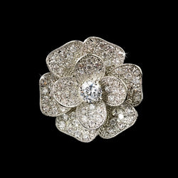 Fabulous Silver Clear CZ Flower Ring