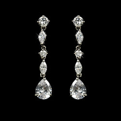 Antique Silver Clear Cubic Zirconia Earring