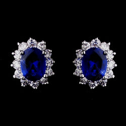 Princess Kate Middleton Inspired Silver Sapphire Blue or Clear CZ Earrings