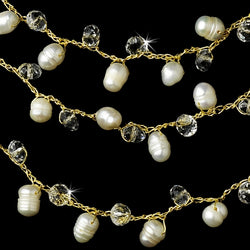 Gold Pearl Clear Necklace