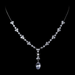 Fabulous Silver Clear CZ Drop Necklace