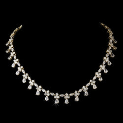 Chain Drop Cubic Zirconia Necklace - Gold or Silver