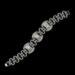 Silver Clear CZ Crystal Modern Bridal Clasp Bracelet