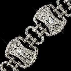 Silver Clear CZ Crystal Modern Bridal Clasp Bracelet