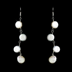 Four Drop Luster Coin Pearl Earrings