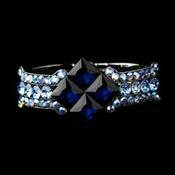 Crystal Bridal Clasp Bracelet - Hematite/Blue, Silver/Amethyst, Hematite/Smoked, Silver/Clear