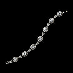 Silver Clear Oval CZ Clasp Bridal Bracelet