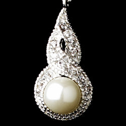 Antique Silver White Pearl & CZ Bridal Earring