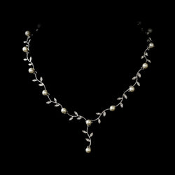 Pearl Vine Bridal Necklace - Gold/Ivory or Silver/White