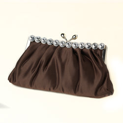 Satin Rhinestone Evening Bag - Variety of Colors Available