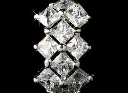 Curved Cubic Zirconia Crystal Bridal Earrings