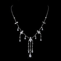 Silver Clear CZ & Swarovski Crystal Drop Necklace