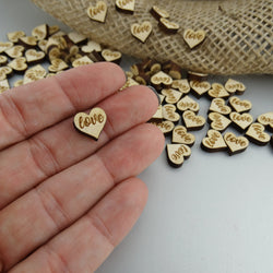 "Love" Heart Shaped Wood Confetti Table Scatter