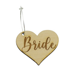 "Bride" Wood Wine Glass Charms