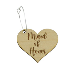 "Maid of Honor" Wood Wine Glass Charms