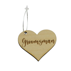 "Groomsman" Wood Wine Glass Charms