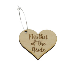 "Mother of the Bride" Wood Wine Glass Charms