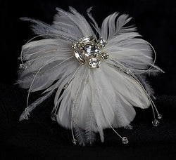 Modern Chic Feather and Crystal Comb