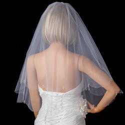 Bridal Wedding Double Layer Scalloped Elbow Edge Veil