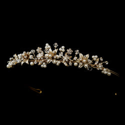 Gold Ivory Pearl Starfish Bridal Tiara Headpiece