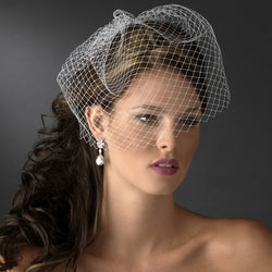 Bridal Wedding Single Layer Russian Birdcage Face Veil Attached To Comb