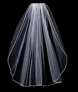 Bridal Veil Rattail Satin Corded Edge Veil 1 Layer Elbow Length Veil