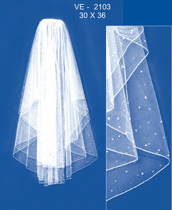 Bridal Veil Fingertip w/Crystal Asccents