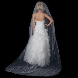 Bridal Wedding Single Layer Pencil Edge Cathedral Length Veil