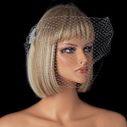 Bridal Fine Single Layer Birdcage Face Veil with Side Comb