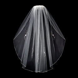 White Bridal Wedding Veil Single Layer Elbow