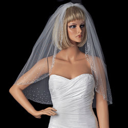 Single Layer Elbow Length Bridal Veil with Scattered Swarovski Crystals