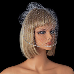 Single Layer Russian Birdcage Face Veil with Swarovski Rhinestone Edge & Attached Comb