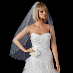 Bridal Wedding Single Layer Swarovski Rhinestone Edge Fingertip Length Veil