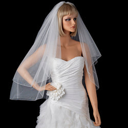 Bridal Wedding Double Layer Fingertip Length Scattered Crystals Veil