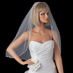 Bridal Wedding Single Layer Rattail Satin Corded Edge Elbow Length Veil