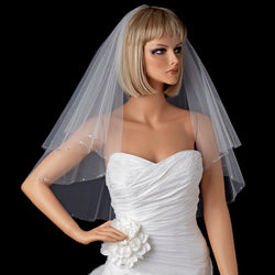 Bridal Wedding Double Layer Elbow Edge Veil