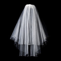 Bridal Wedding Double Layer Elbow Length Swarovski Crystal Edge Veil