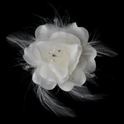 Elegant Bridal Flower with Feathers Hair Accent Comb