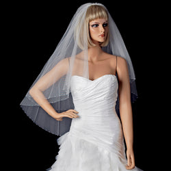 Bridal Wedding Double Layer Fingertip Length w/AB Swarovski Crystal Edge Veil