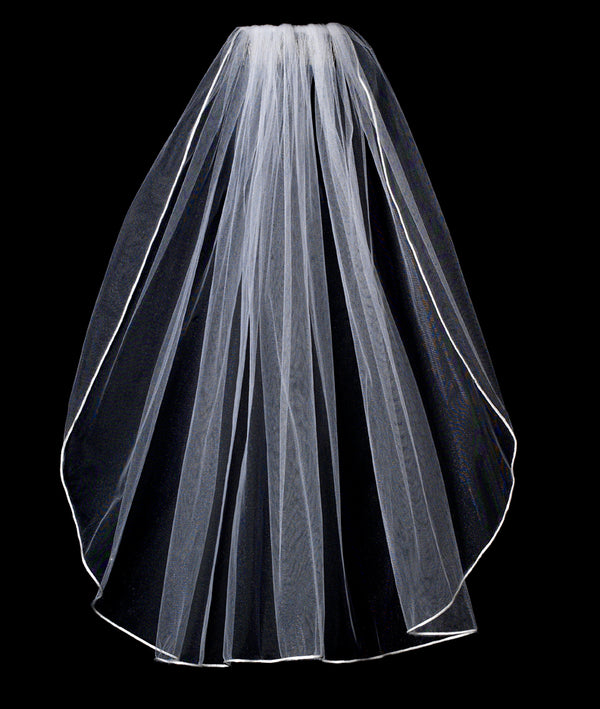 Two Layer Wedding Veils with Rounded Satin Cord Edge - Sandsational Sparkle