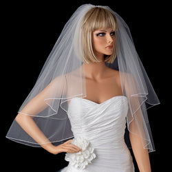 Bridal Wedding Double Layer Elbow Length Pencil Edge Veil