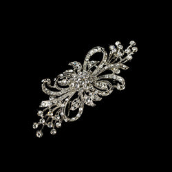 Vintage Silver Clear Plated Clear Crystal Bridal Comb