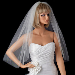 Bridal Wedding Single Layer Elbow Length Cut Edge Veil